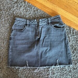 Pacsun Denim Mini Skirt Raw Hem Zipper Front Size 27